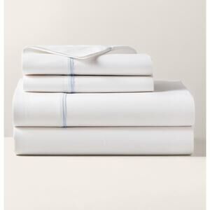 Ralph Lauren Organic Cotton Percale Palmer Flat Sheet Queen Pale Sky Blue NWT